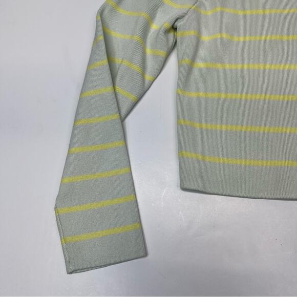 Zara striped cropped sweater light green & yellow - large - Picture 5 of 10